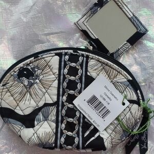 Vera Bradley Black and White Floral Cosmetic Case with Mirror